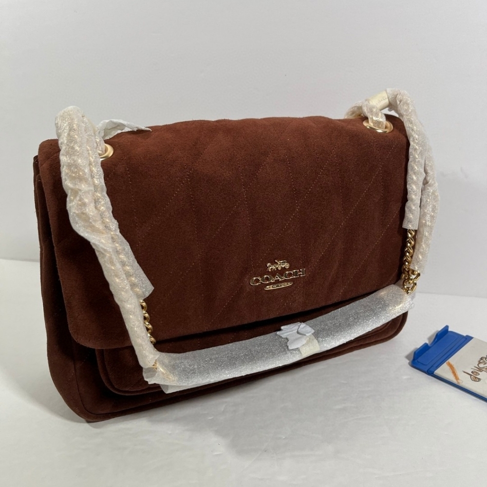 NWT Coach Elodie Crossbody Bag Quilting CCZ63 Gold/Vintage Brown/Maple Suede - Picture 3 of 8